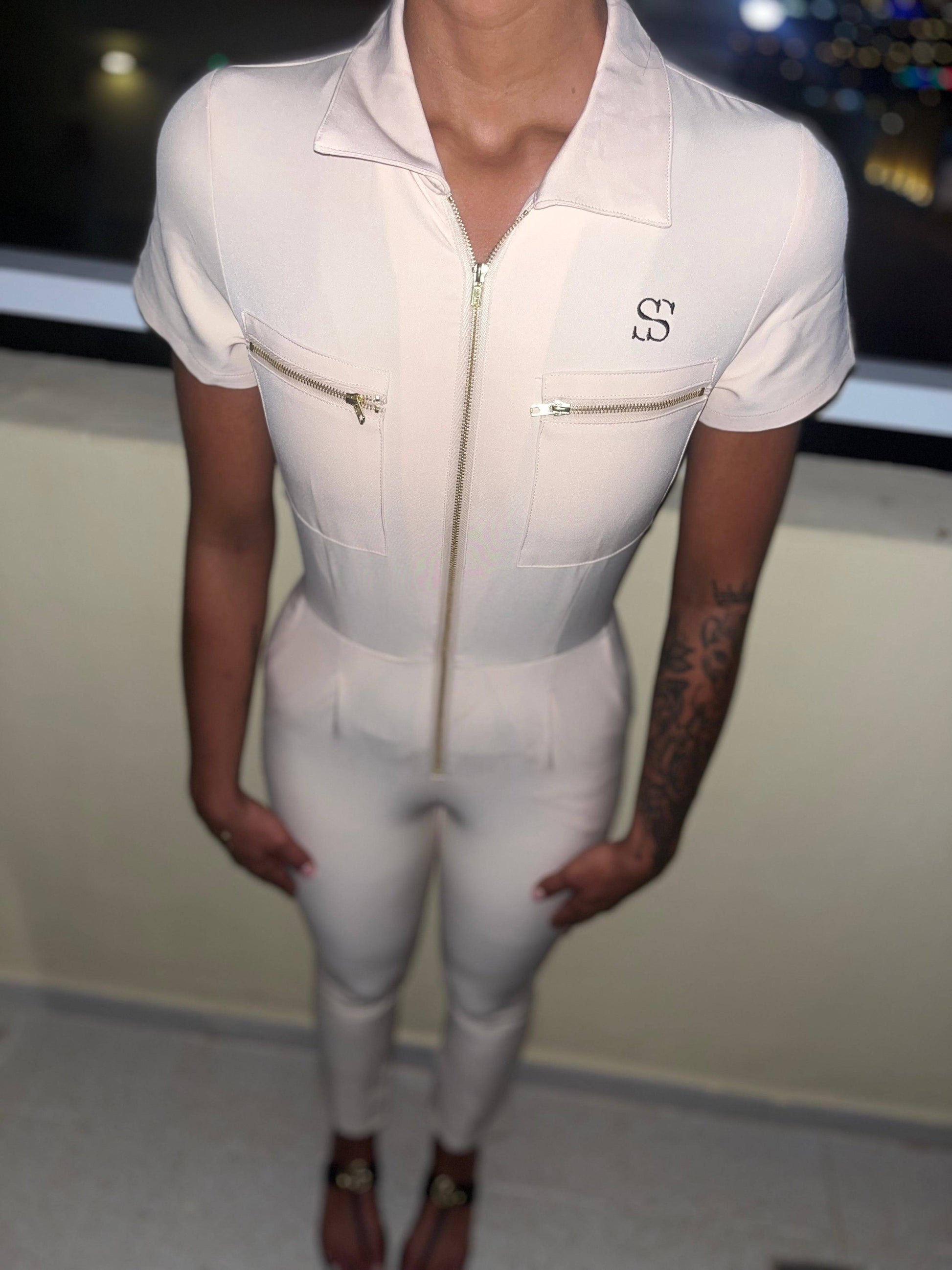Deluxe jumpsuit in beige š„ - [Swanky sets