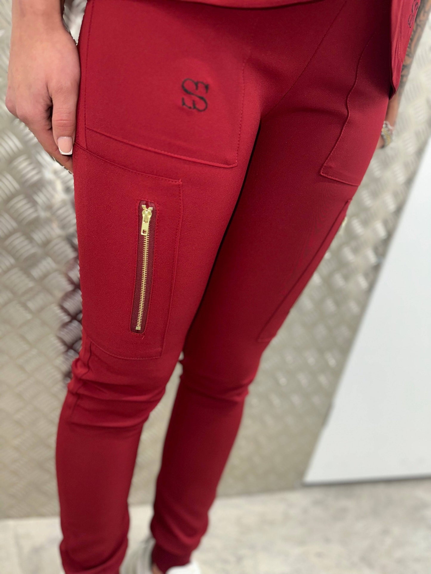 Burgundy Long Sleeve Scrub Set - Swankysets