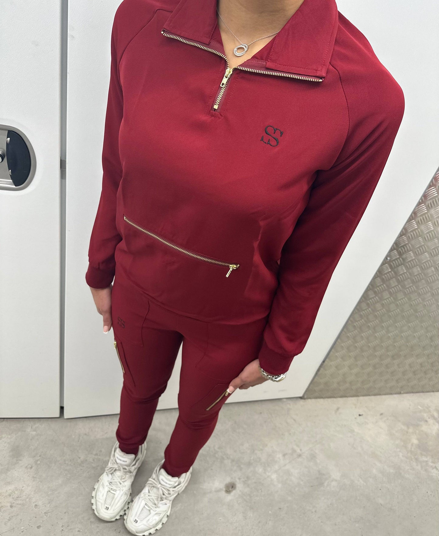 Burgundy Long Sleeve Scrub Set - Swankysets