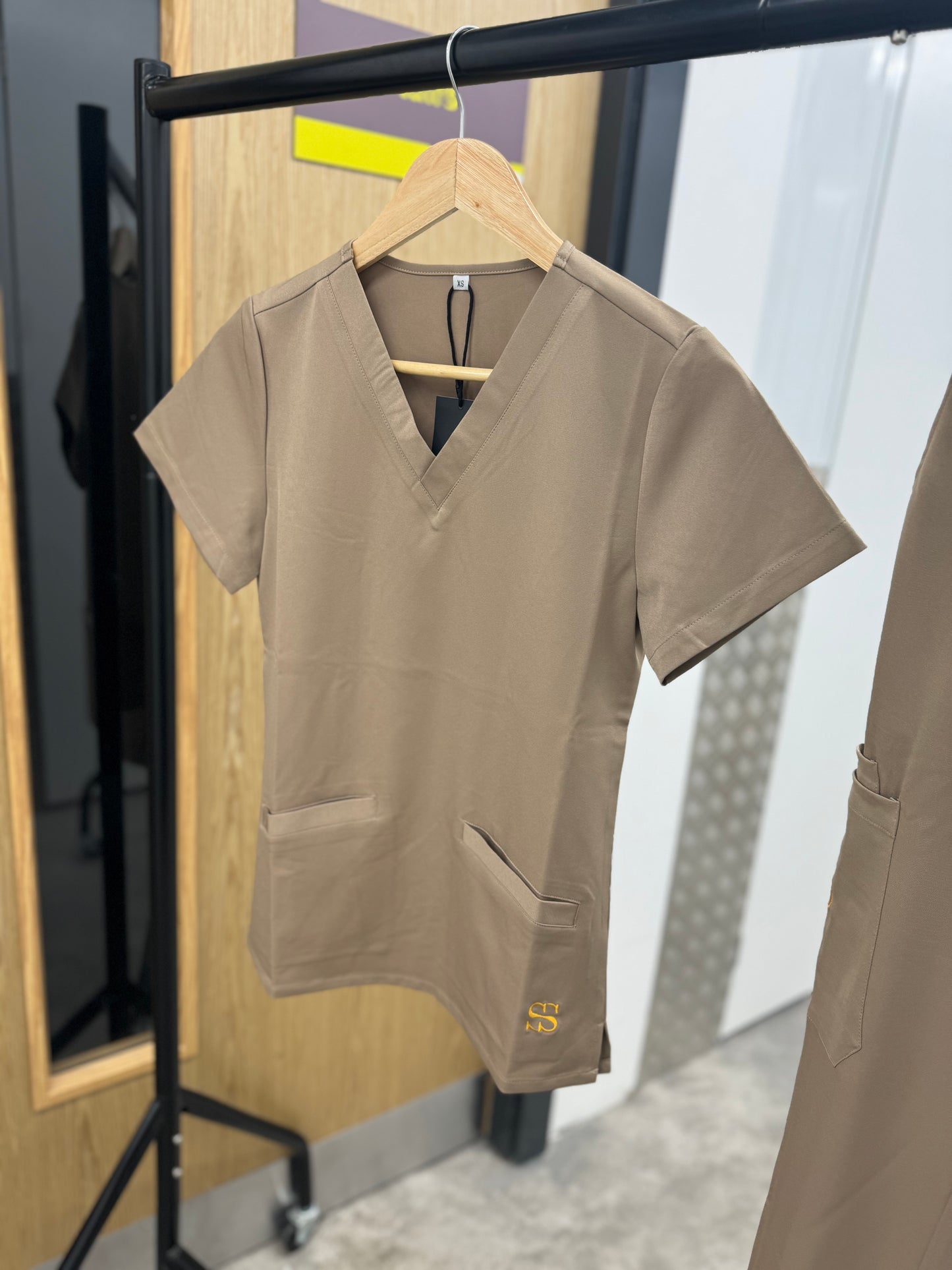 Earthy brown V neck top