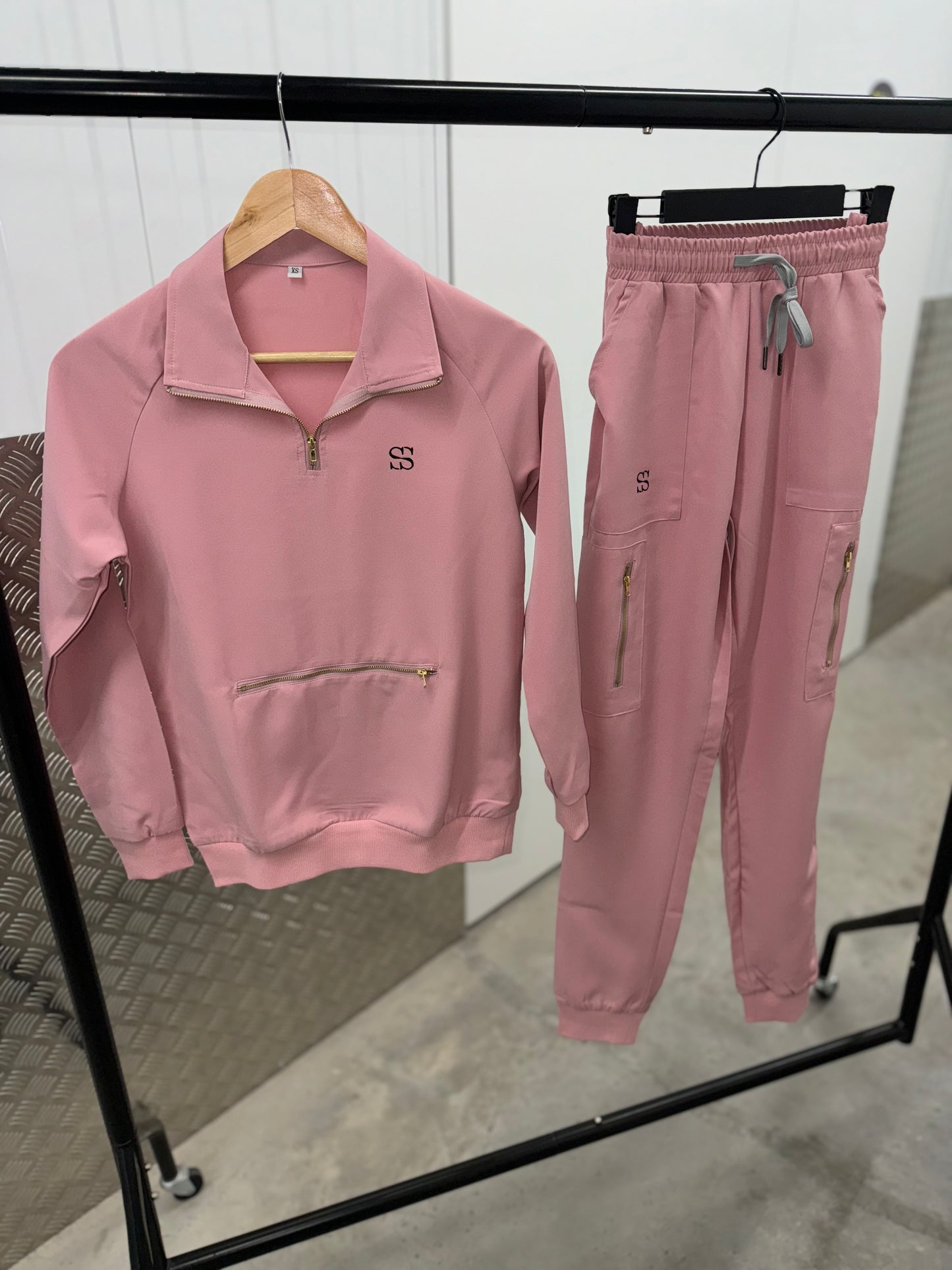 Pink Long Sleeved Scrub Set