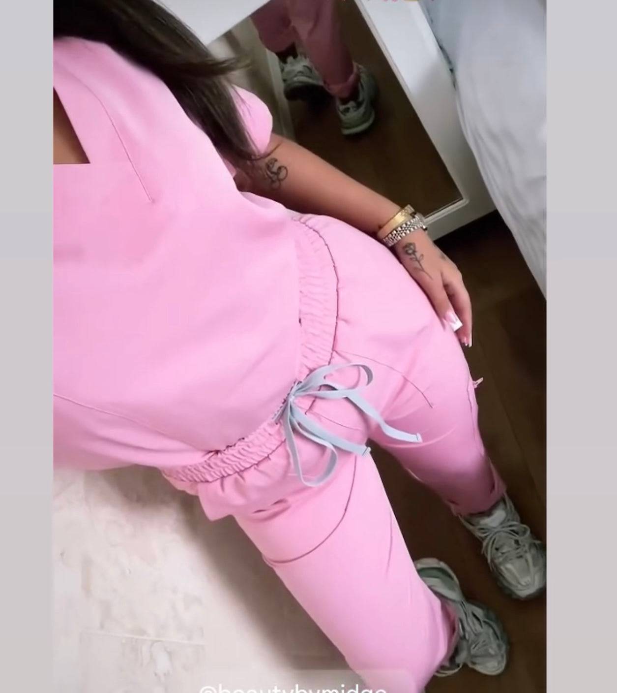 Pink Deluxe V Neck Scrub Set 👚