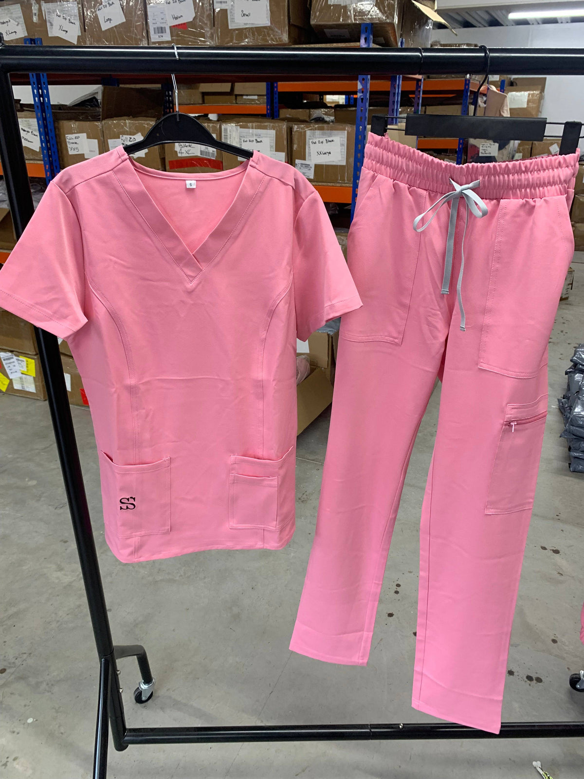 Pink Srub Pink Deluxe V Neck Scrub Set – Swankysets