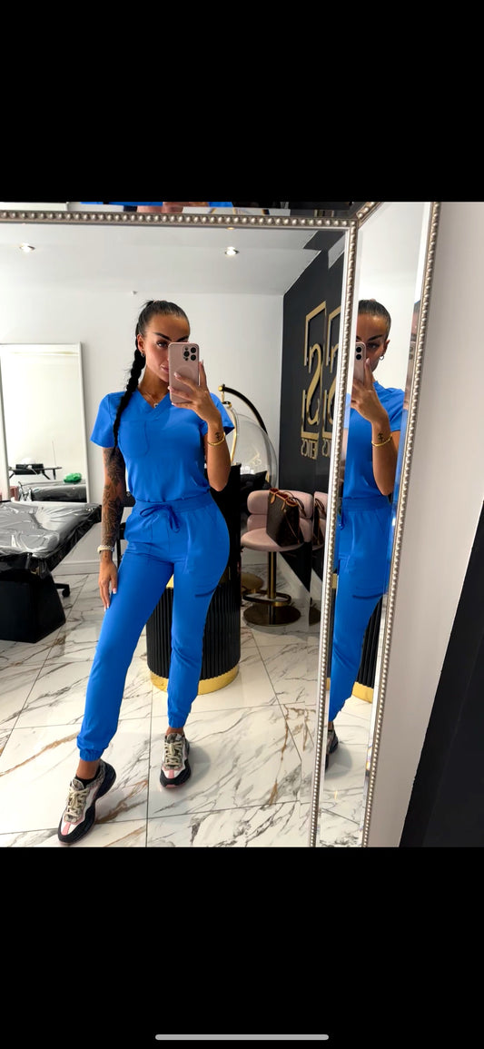 Blue V neck set 💙