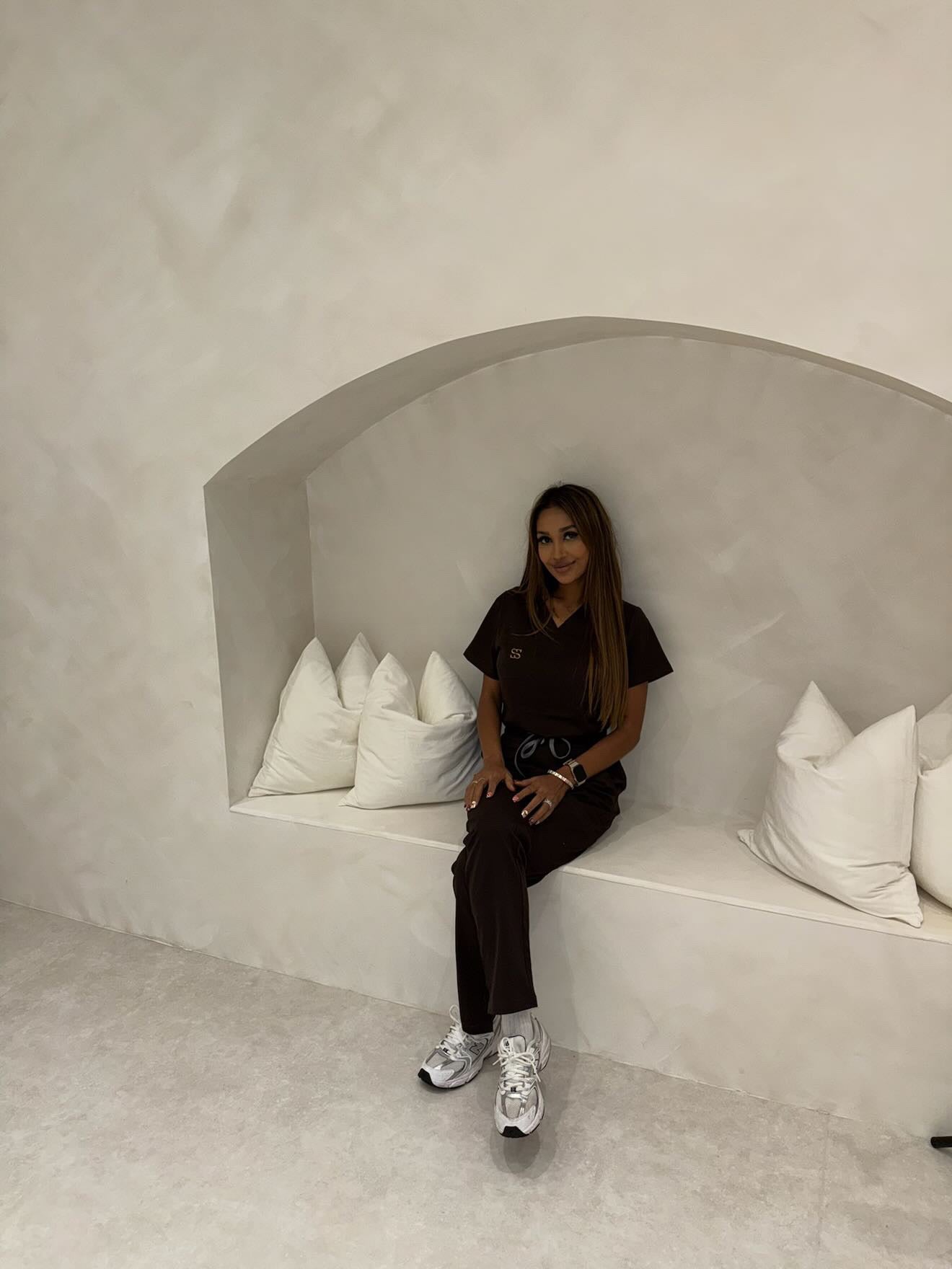 Conjunto de cuello en V de chocolate 🤎