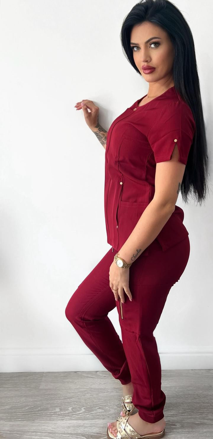 Burgundy Luxury Salon Uniform