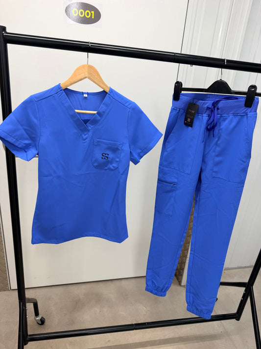 Blue V Neck Set
