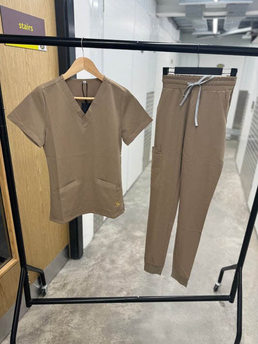 Earthy Brown V Neck Set