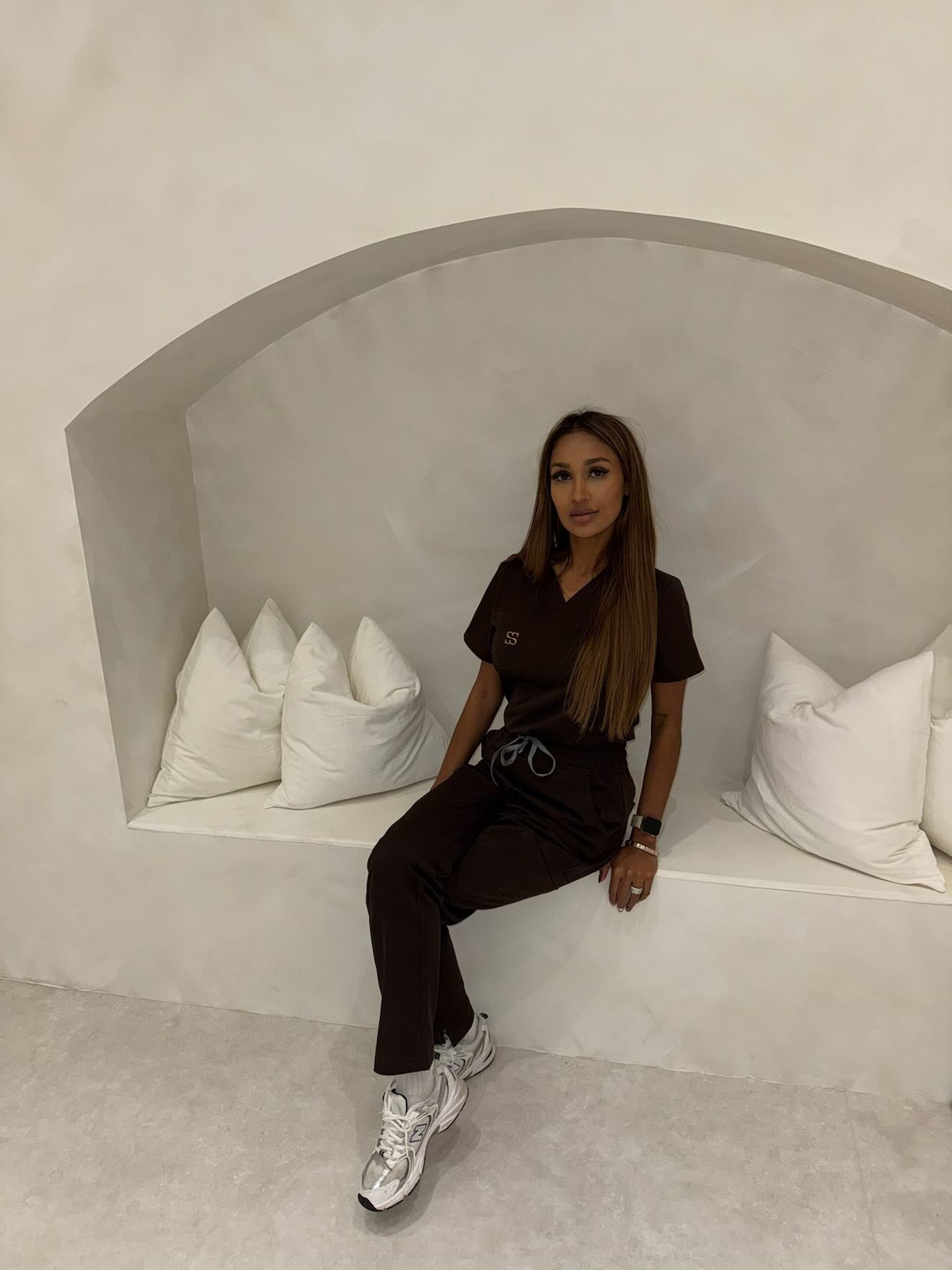 Conjunto de cuello en V de chocolate 🤎